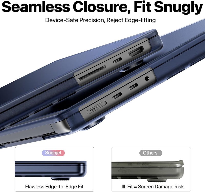 soonjet غطاء لجهاز MacBook Pro مقاس 14 بوصة M5 M4 M3 M2 M1 Pro/Max 2025 2024-2021 [ترقية CrackGuard] [تناسب سلس] غطاء واقي صلب لجهاز الكمبيوتر المحمول - شفاف منتصف الليل - Image 4